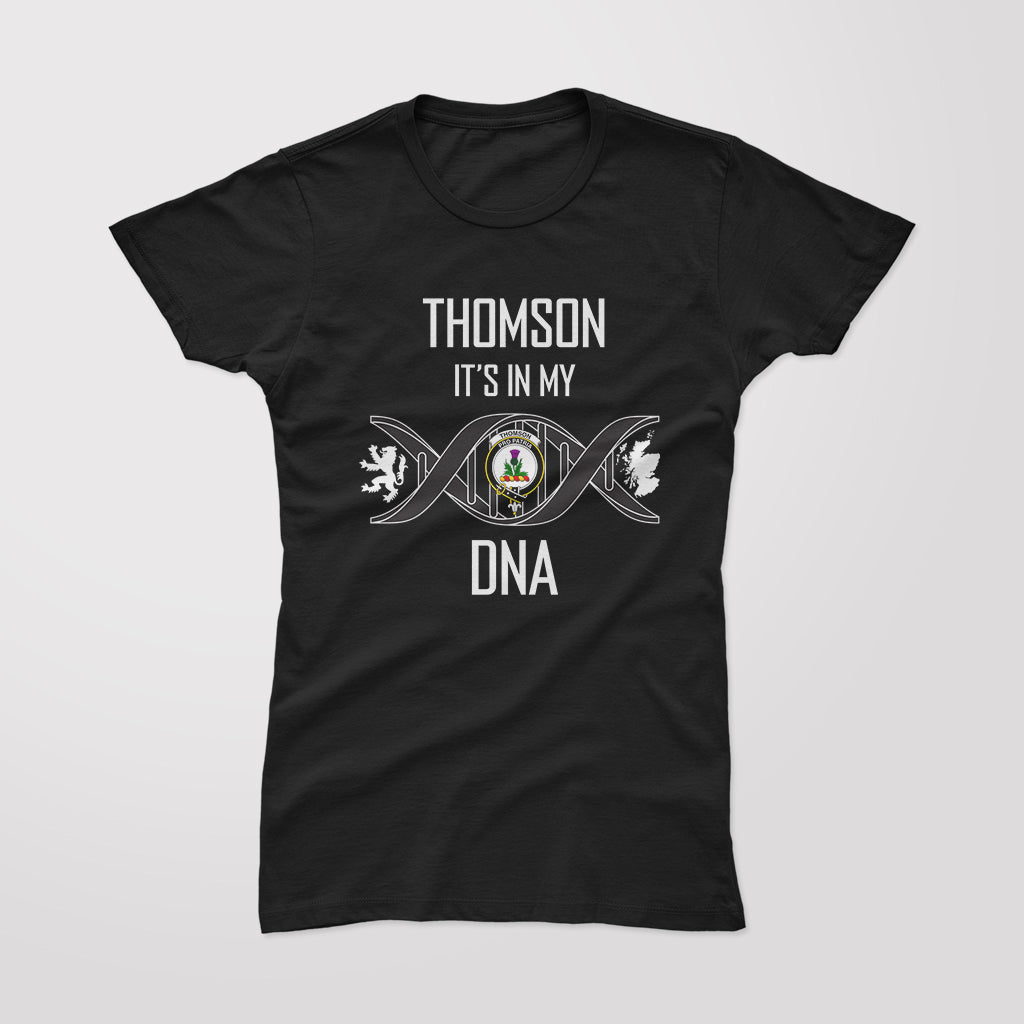 Thomson Family Crest DNA In Me Womens Cotton T Shirt - 2D-tartanvibesclothing