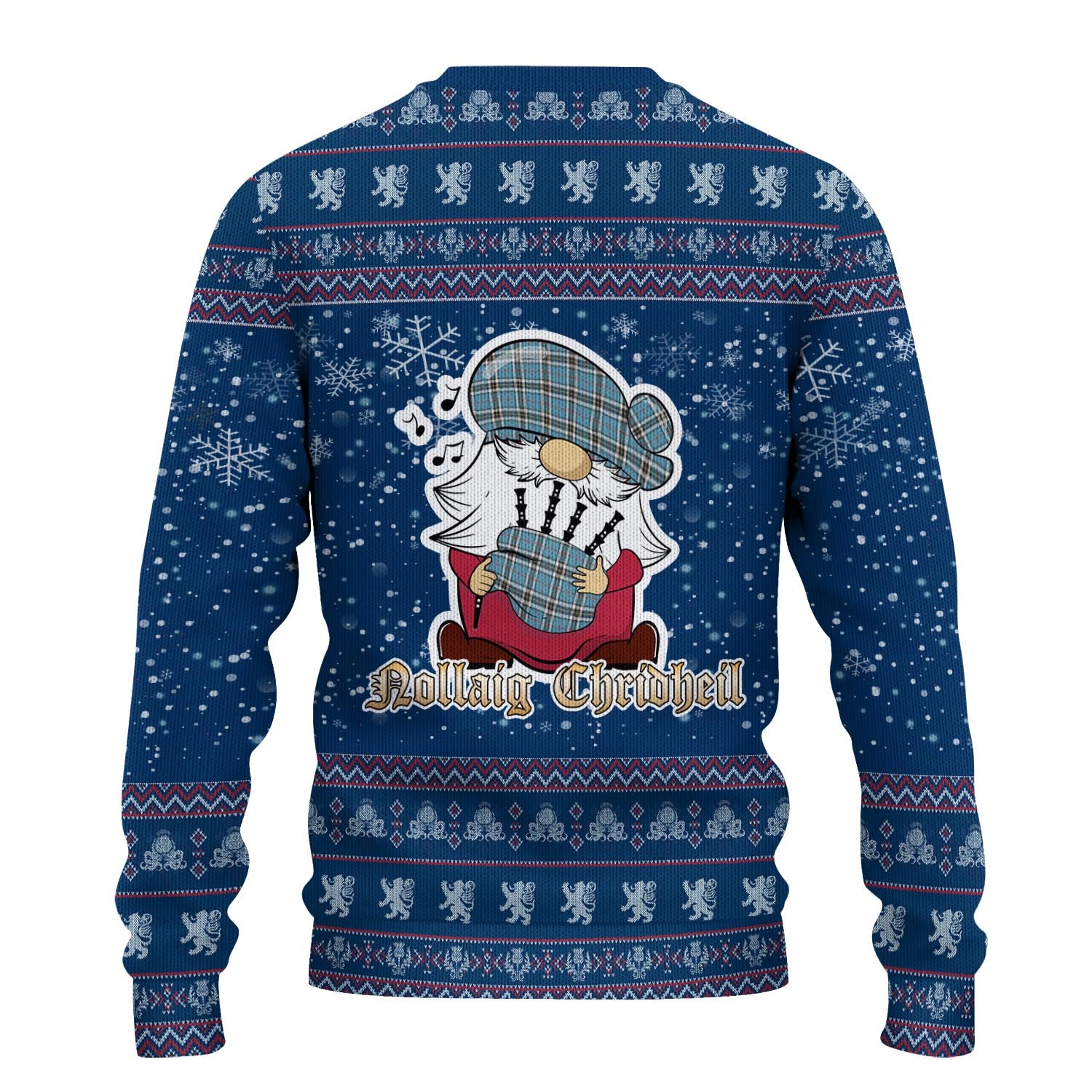 Thomson Clan Christmas Family Knitted Sweater with Funny Gnome Playing Bagpipes - Tartanvibesclothing