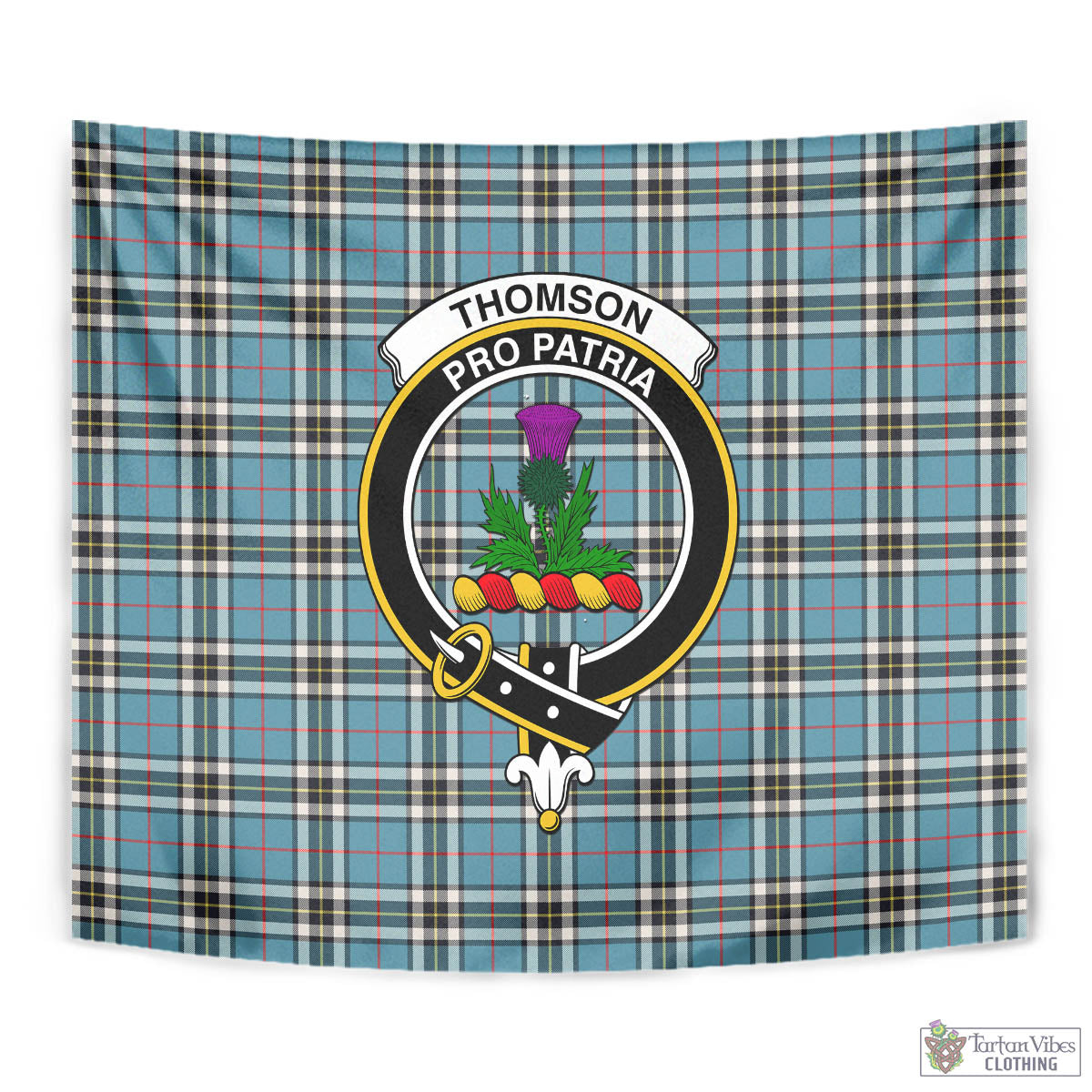 Tartan Vibes Clothing Thomson Tartan Tapestry Wall Hanging and Home Decor for Room with Family Crest