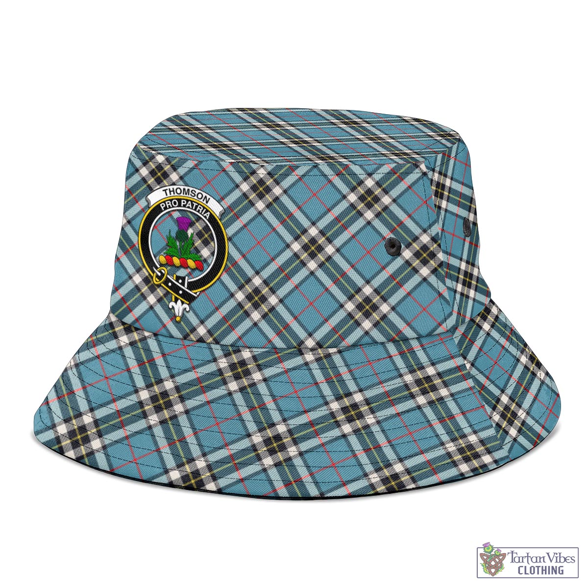 Tartan Vibes Clothing Thomson Tartan Bucket Hat with Family Crest