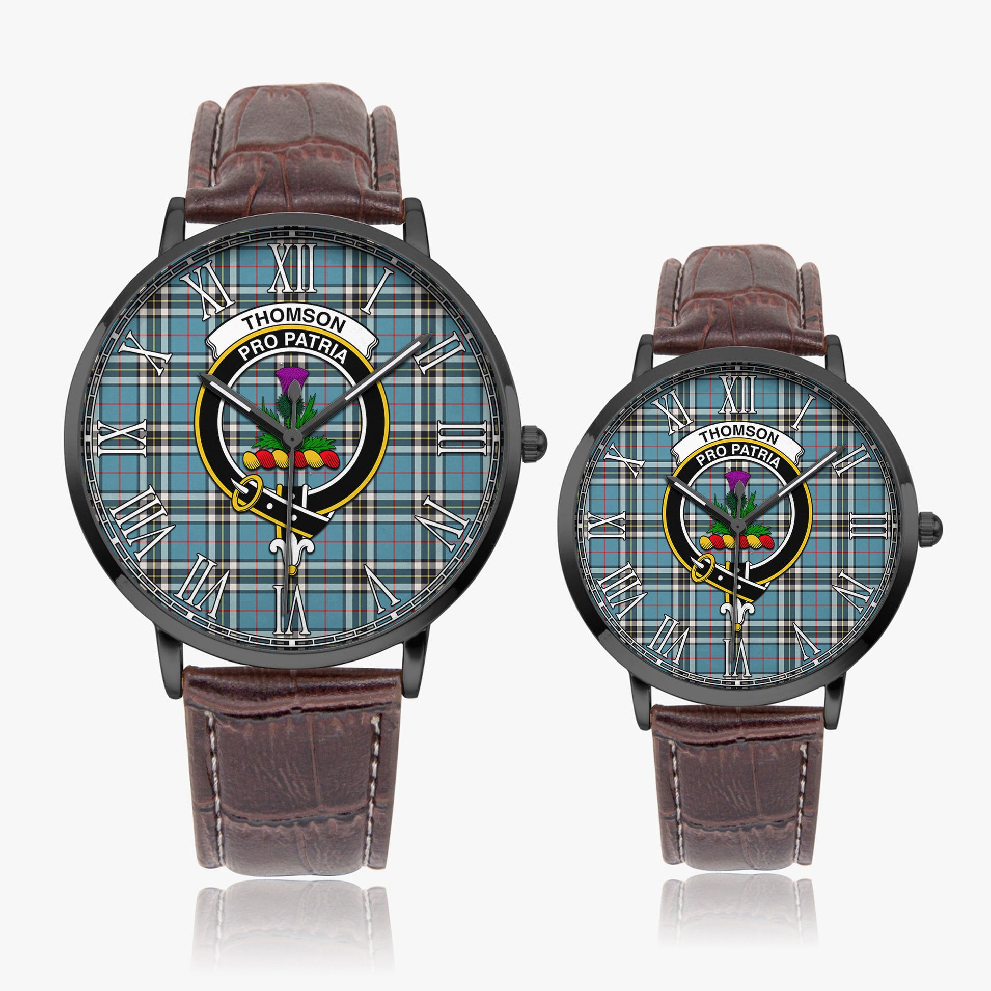 Thomson Tartan Family Crest Leather Strap Quartz Watch - Tartanvibesclothing