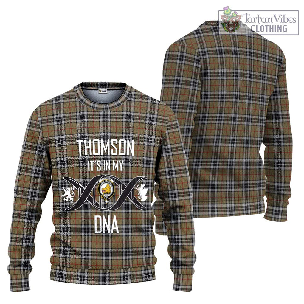 Thomson Camel Tartan Knitted Sweater with Family Crest DNA In Me Style Unisex - Tartanvibesclothing Shop