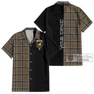 Thomson Camel Tartan Short Sleeve Button Shirt with Family Crest and Half Of Me Style