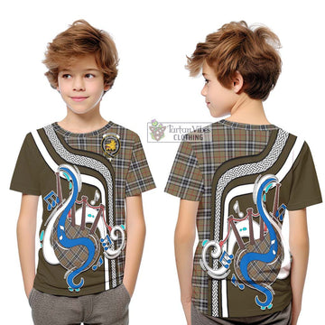 Thomson Camel Tartan Kid T-Shirt with Epic Bagpipe Style