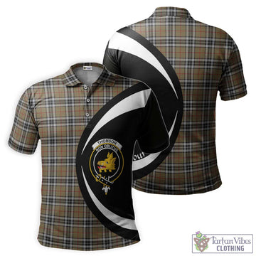 Thomson Camel Tartan Men's Polo Shirt with Family Crest Circle Style