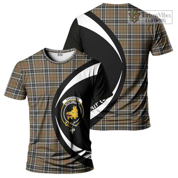 Thomson Camel Tartan T-Shirt with Family Crest Circle Style