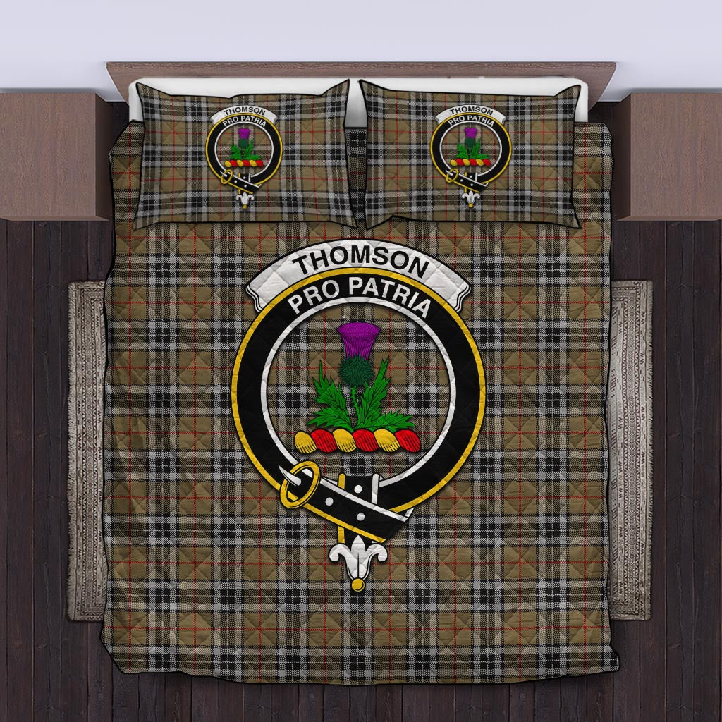 Thomson Camel Tartan Quilt Bed Set with Family Crest Twin - Tartan Vibes Clothing