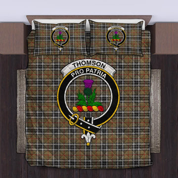 Thomson Camel Tartan Quilt Bed Set with Family Crest