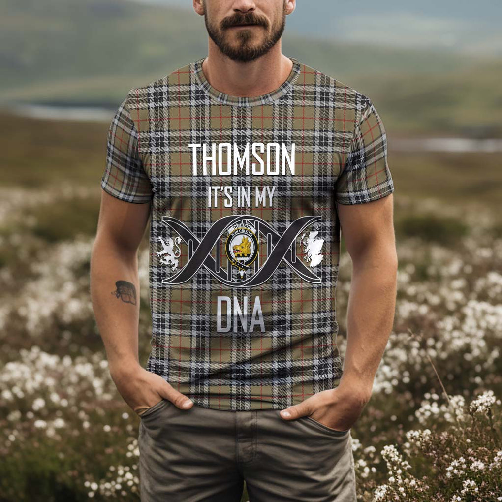 Thomson Camel Tartan T-Shirt with Family Crest DNA In Me Style Kid's Shirt - Tartan Vibes Clothing