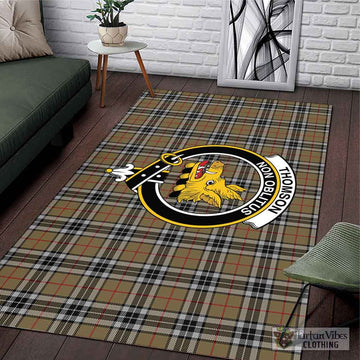 Thomson Camel Tartan Area Rug with Family Crest