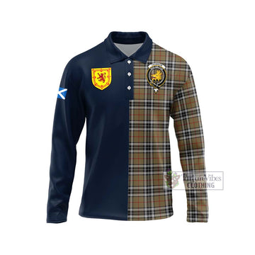 Thomson Camel Tartan Long Sleeve Polo Shirt Alba with Scottish Lion Royal Arm Half Style