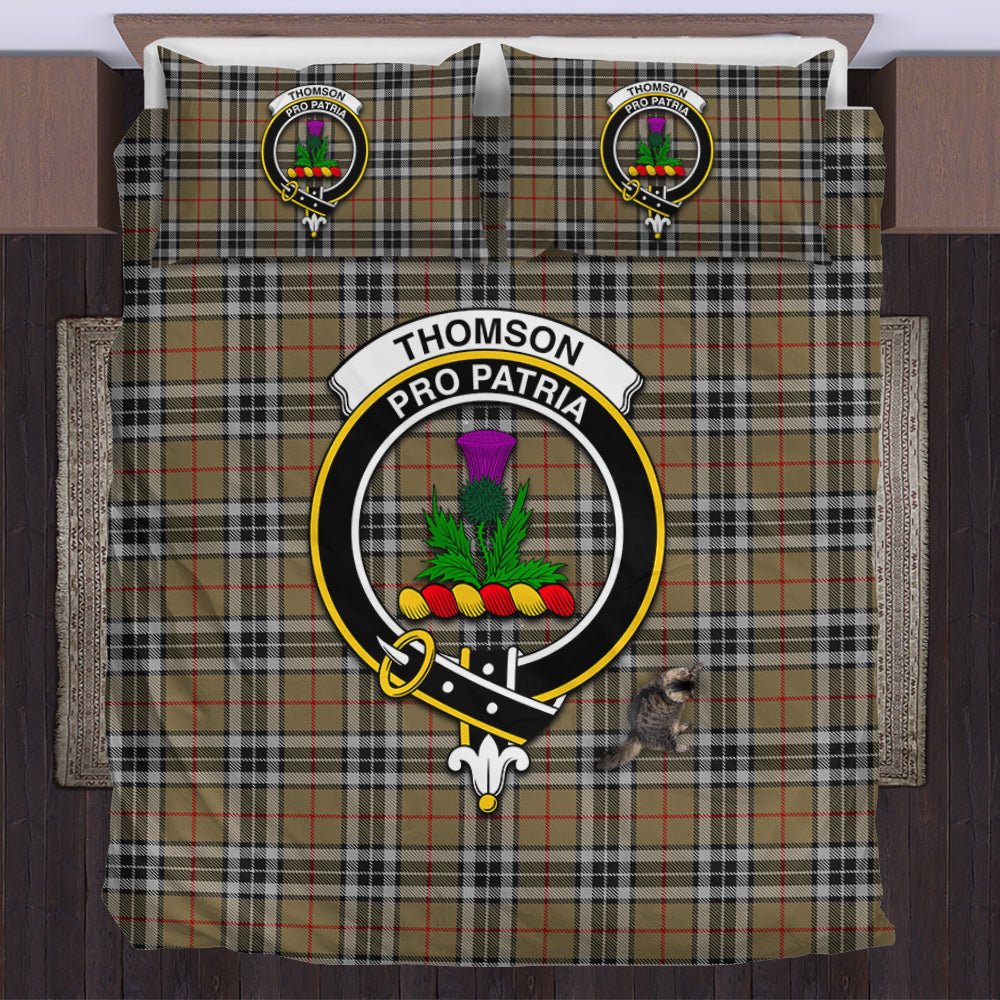 Thomson Camel Tartan Bedding Set with Family Crest US Bedding Set - Tartan Vibes Clothing