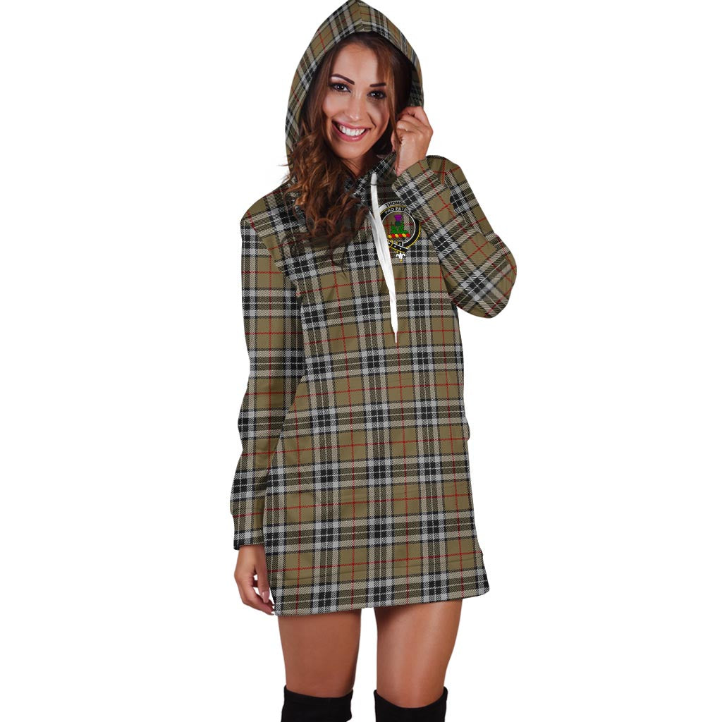 Thomson Camel Tartan Hoodie Dress with Family Crest - Tartan Vibes Clothing