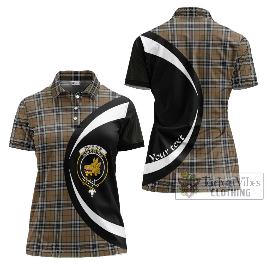 Thomson Camel Tartan Women's Polo Shirt with Family Crest Circle Style Women - Tartan Vibes Clothing