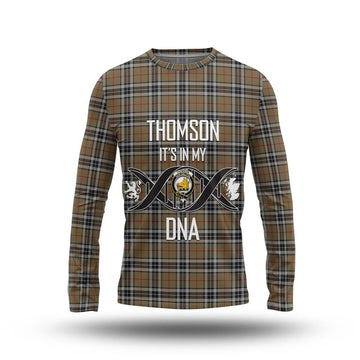 Thomson Camel Tartan Long Sleeve T-Shirt with Family Crest DNA In Me Style