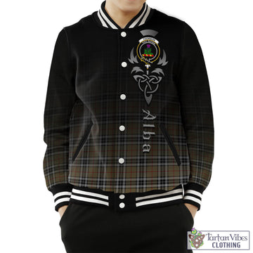 Thomson Camel Tartan Baseball Jacket Featuring Alba Gu Brath Family Crest Celtic Inspired