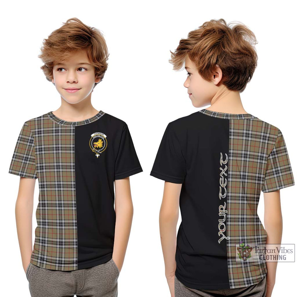 Thomson Camel Tartan Kid T-Shirt with Family Crest and Half Of Me Style Youth XL Size14 - Tartanvibesclothing Shop