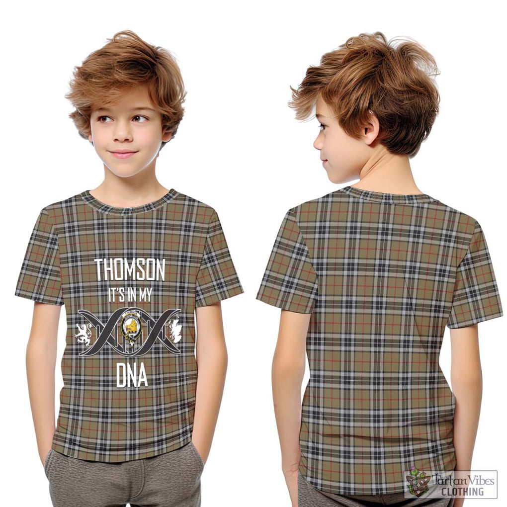 Thomson Camel Tartan Kid T-Shirt with Family Crest DNA In Me Style Youth XL Size14 - Tartanvibesclothing Shop