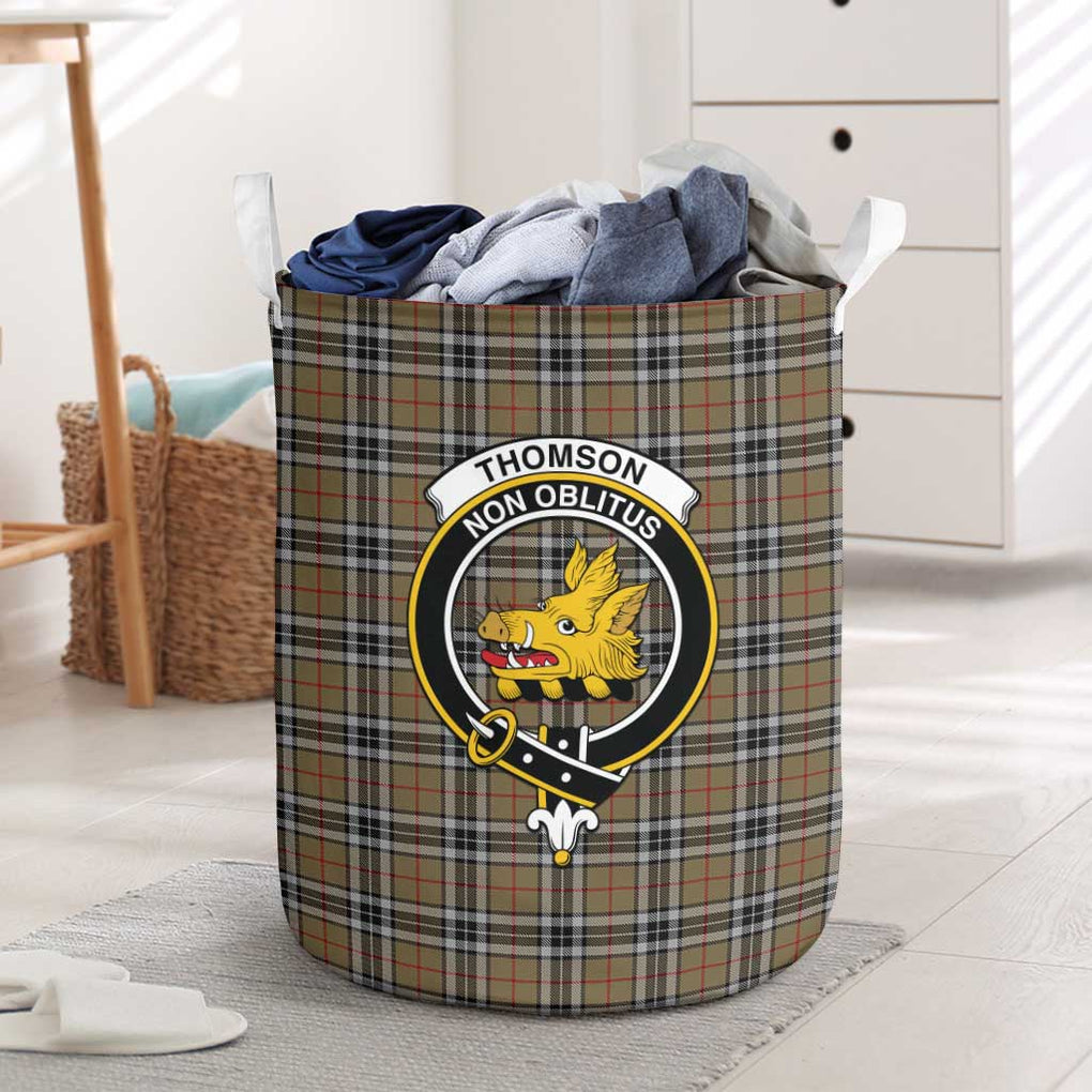 Thomson Camel Tartan Laundry Basket with Family Crest One Size - Tartanvibesclothing Shop