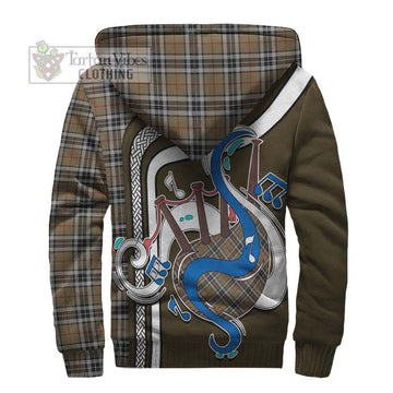 Thomson Camel Tartan Sherpa Hoodie with Epic Bagpipe Style