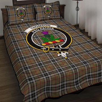 Thomson Camel Tartan Quilt Bed Set with Family Crest