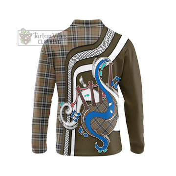 Thomson Camel Tartan Long Sleeve Polo Shirt with Epic Bagpipe Style