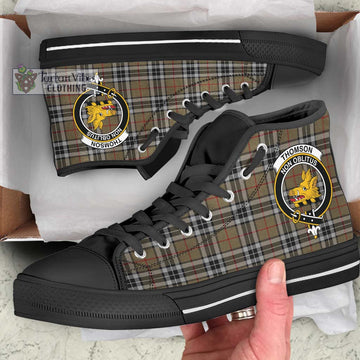 Thomson Camel Tartan High Top Shoes with Family Crest