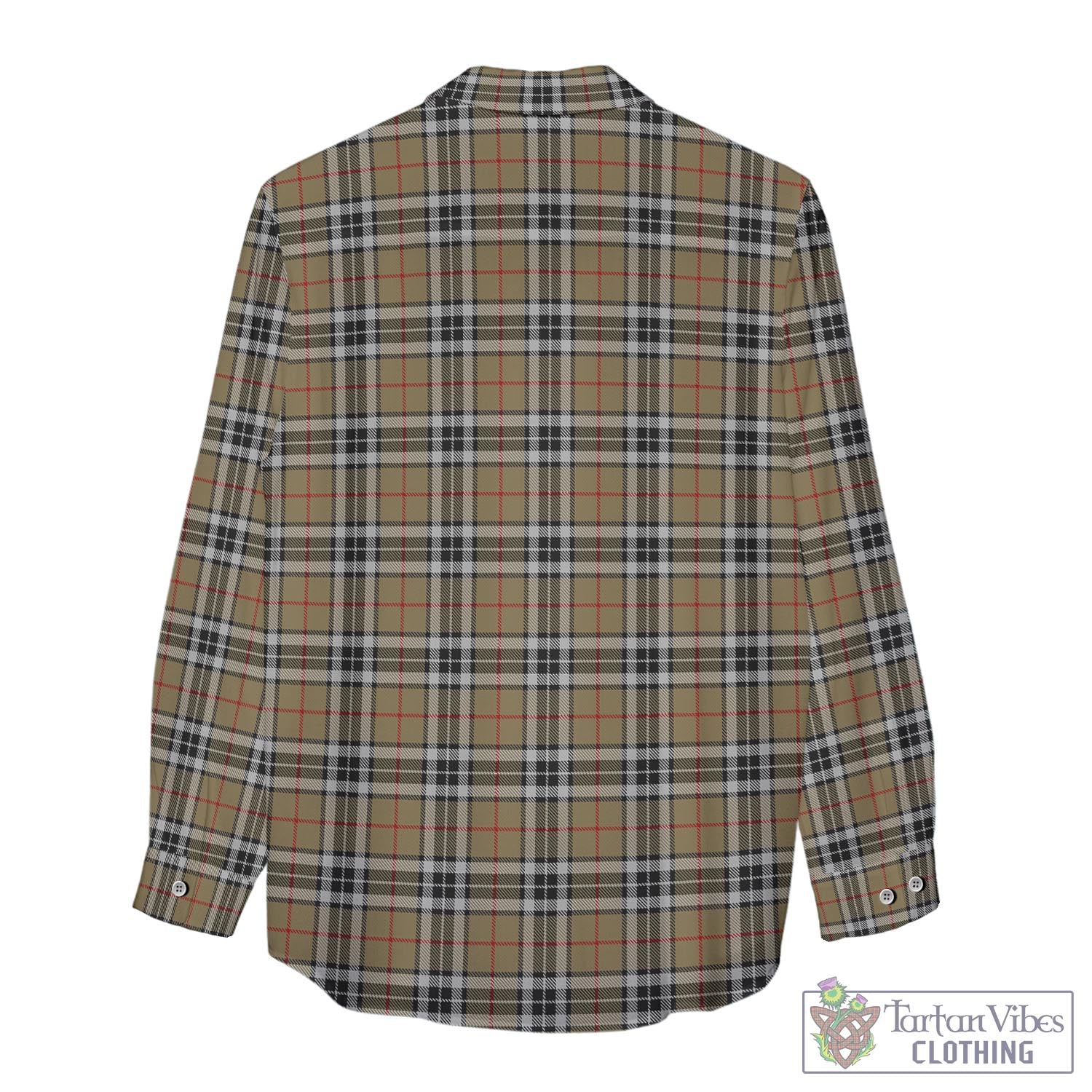 Tartan Vibes Clothing Thomson Camel Tartan Womens Casual Shirt with Family Crest