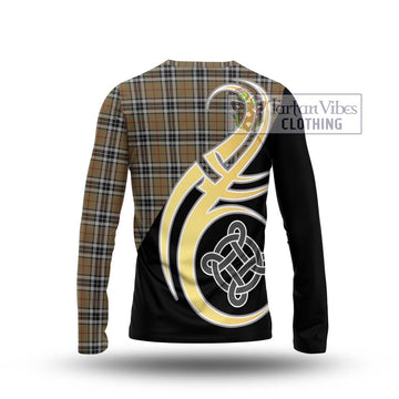 Thomson Camel Tartan Long Sleeve T-Shirt with Family Crest and Celtic Symbol Style