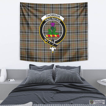 Thomson Camel Tartan Tapestry Wall Hanging and Home Decor for Room with Family Crest