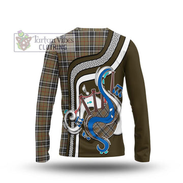 Thomson Camel Tartan Long Sleeve T-Shirt with Epic Bagpipe Style