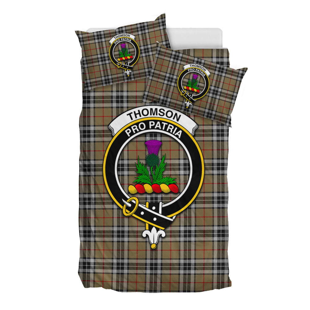 Thomson Camel Tartan Bedding Set with Family Crest - Tartan Vibes Clothing