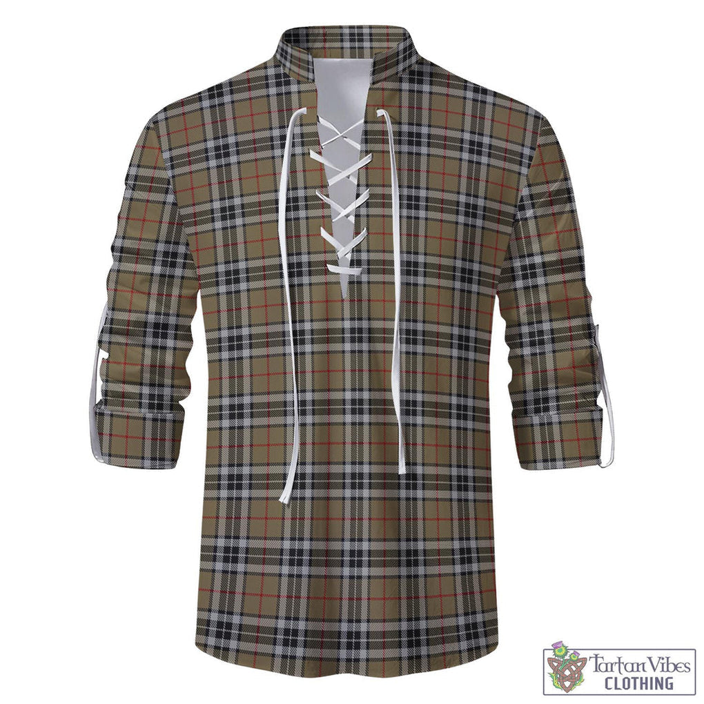 Tartan Vibes Clothing Thomson Camel Tartan Men's Scottish Traditional Jacobite Ghillie Kilt Shirt