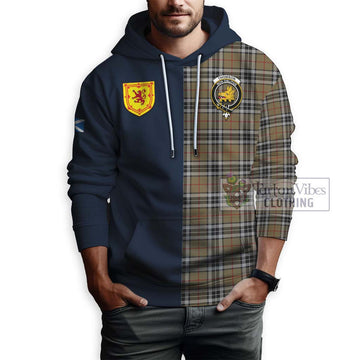 Thomson Camel Tartan Hoodie Alba with Scottish Lion Royal Arm Half Style