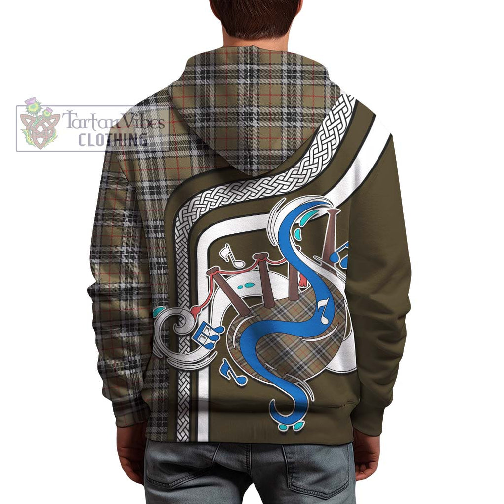 Thomson Camel Tartan Hoodie with Epic Bagpipe Style - Tartanvibesclothing Shop