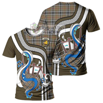 Thomson Camel Tartan T-Shirt with Epic Bagpipe Style