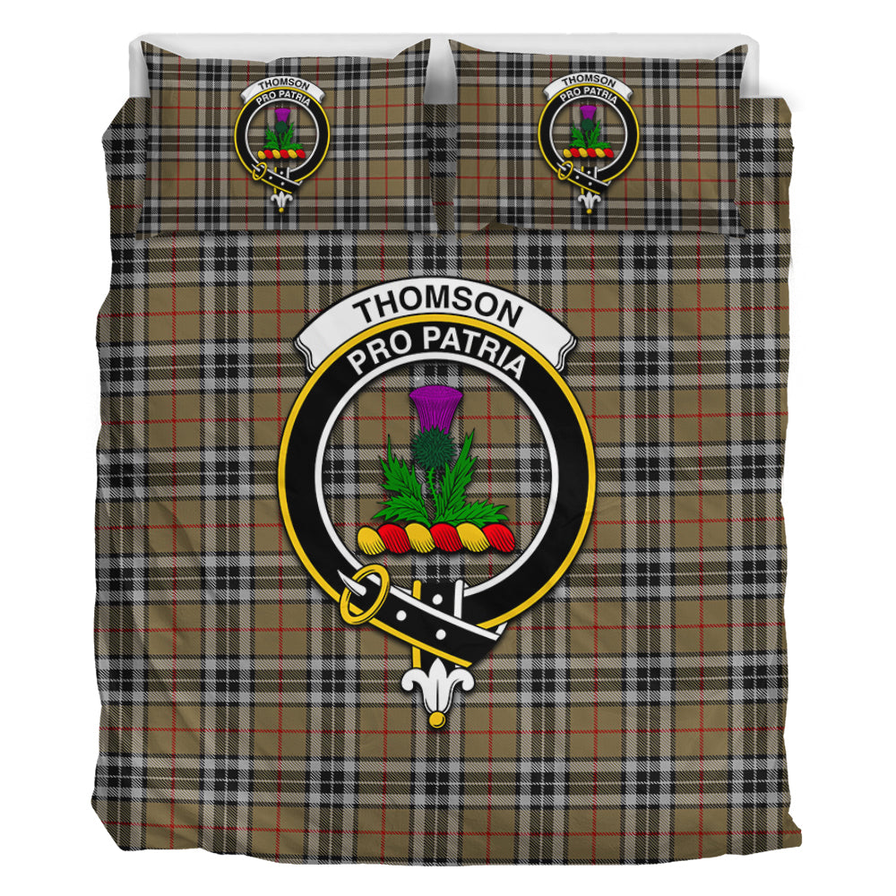 Thomson Camel Tartan Bedding Set with Family Crest - Tartan Vibes Clothing