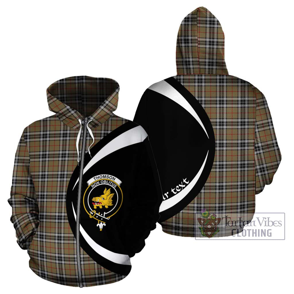 Thomson Camel Tartan Hoodie with Family Crest Circle Style - Tartan Vibes Clothing