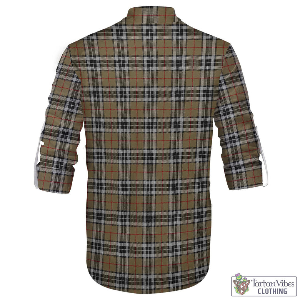 Tartan Vibes Clothing Thomson Camel Tartan Men's Scottish Traditional Jacobite Ghillie Kilt Shirt