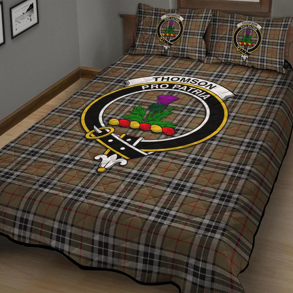 Thomson Camel Tartan Quilt Bed Set with Family Crest - Tartan Vibes Clothing