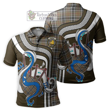 Thomson Camel Tartan Polo Shirt with Epic Bagpipe Style