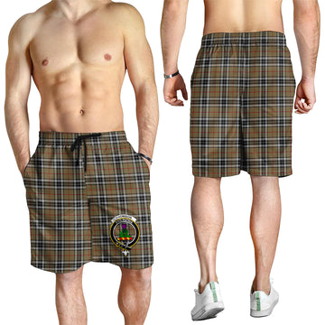 Thomson Camel Tartan Mens Shorts with Family Crest