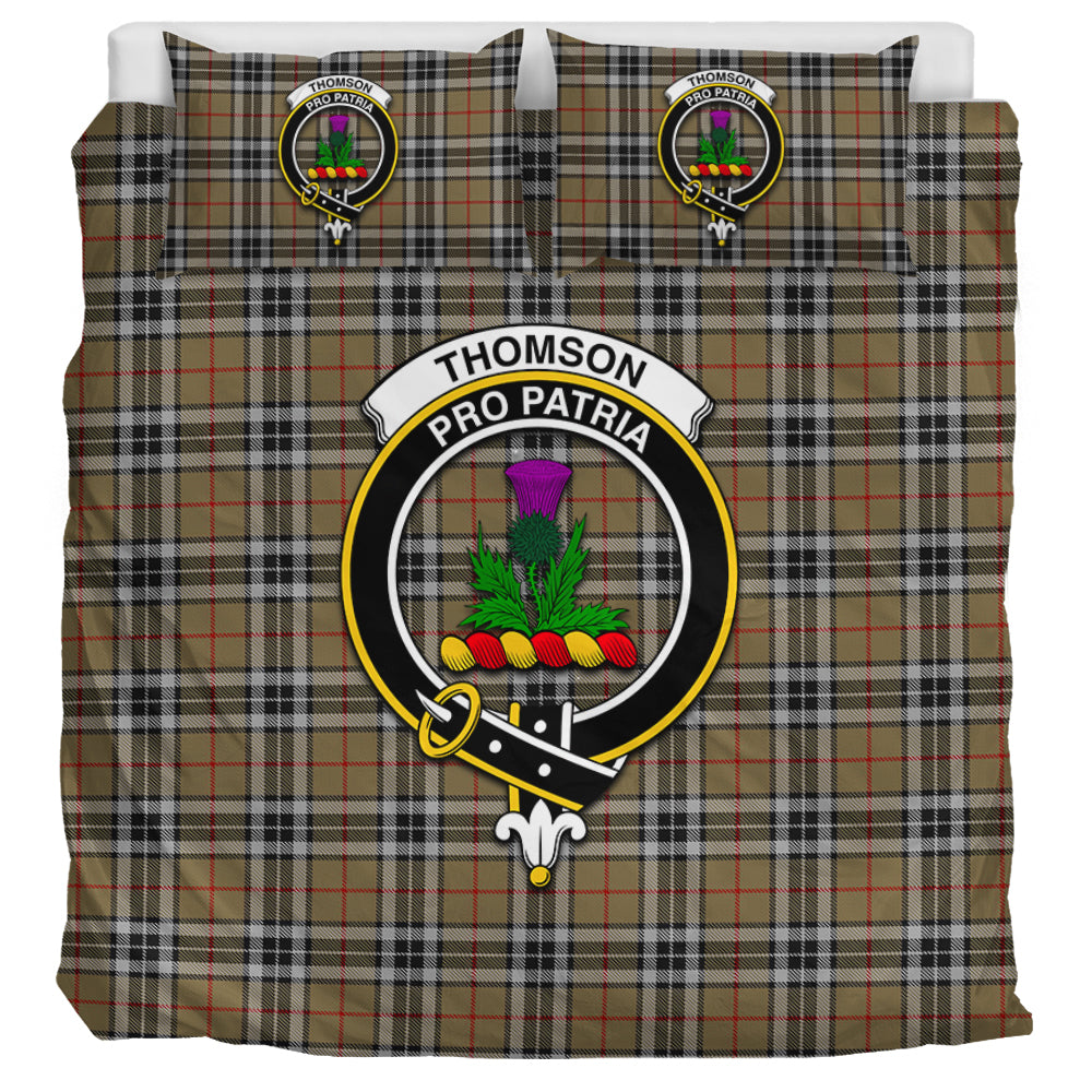 Thomson Camel Tartan Bedding Set with Family Crest UK Bedding Set UK Super King 104*94 inch - Tartan Vibes Clothing