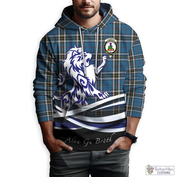 Thomson Dress Blue Tartan Hoodie with Alba Gu Brath Regal Lion Emblem