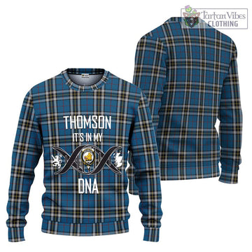 Thomson Dress Blue Tartan Ugly Sweater with Family Crest DNA In Me Style