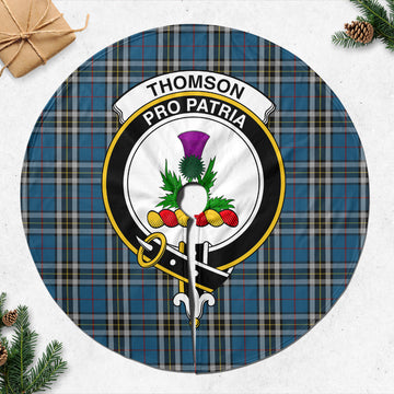 Thomson Dress Blue Tartan Christmas Tree Skirt with Family Crest