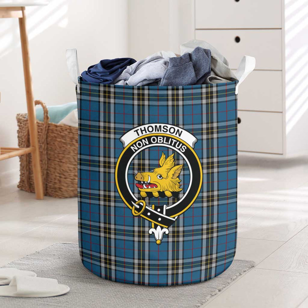 Thomson Dress Blue Tartan Laundry Basket with Family Crest One Size - Tartanvibesclothing Shop