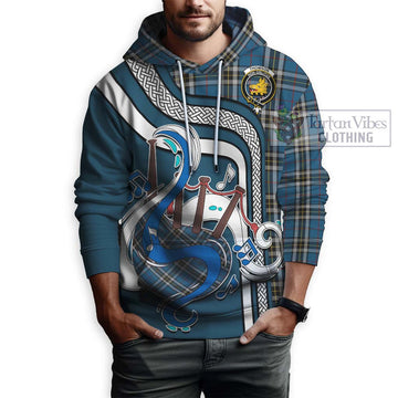 Thomson Dress Blue Tartan Hoodie with Epic Bagpipe Style