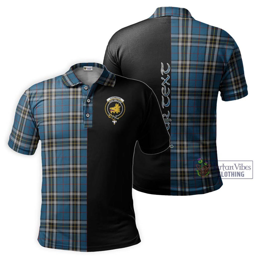 Thomson Dress Blue Tartan Polo Shirt with Family Crest and Half Of Me Style Kid - Tartanvibesclothing Shop