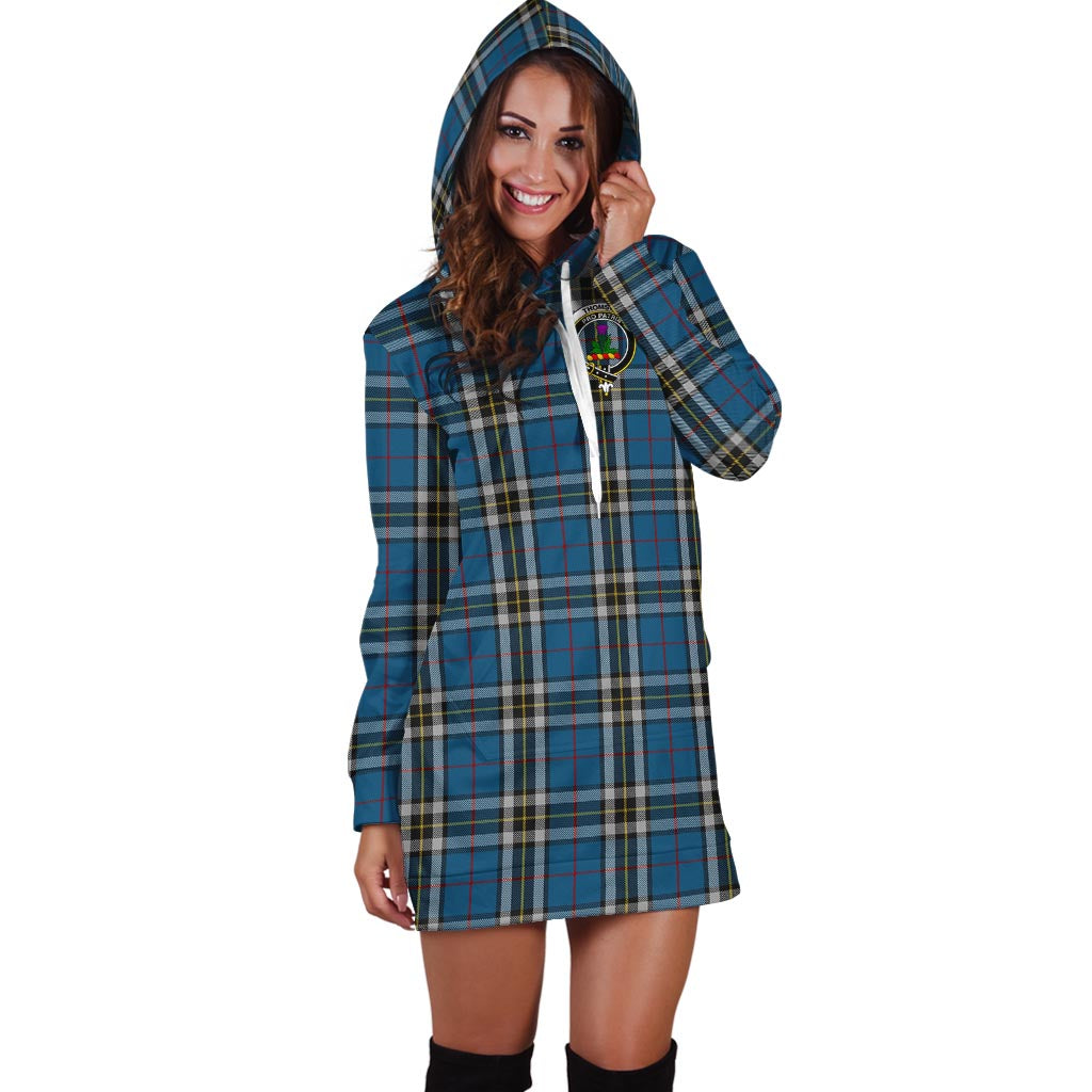 Thomson Dress Blue Tartan Hoodie Dress with Family Crest - Tartan Vibes Clothing